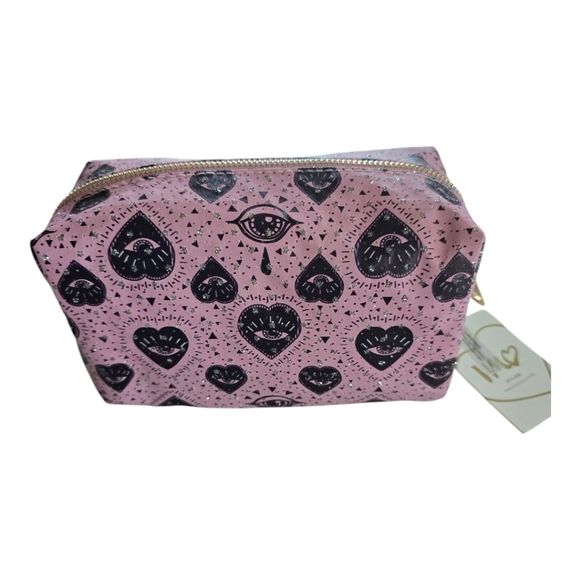 Imoshion Cosmetic Makeup Bag Canvas Signature Logo Zip Around Pink Barbie - Picture 1 of 11